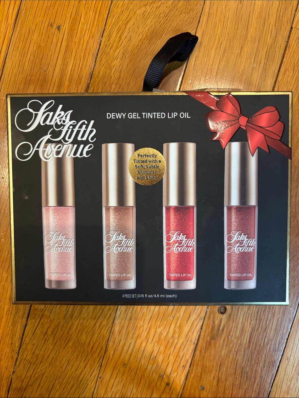 Saks Fifth Avenue Dewy Gel Tinted Lip Oil Set — Pink, Nude, Red, Mauve